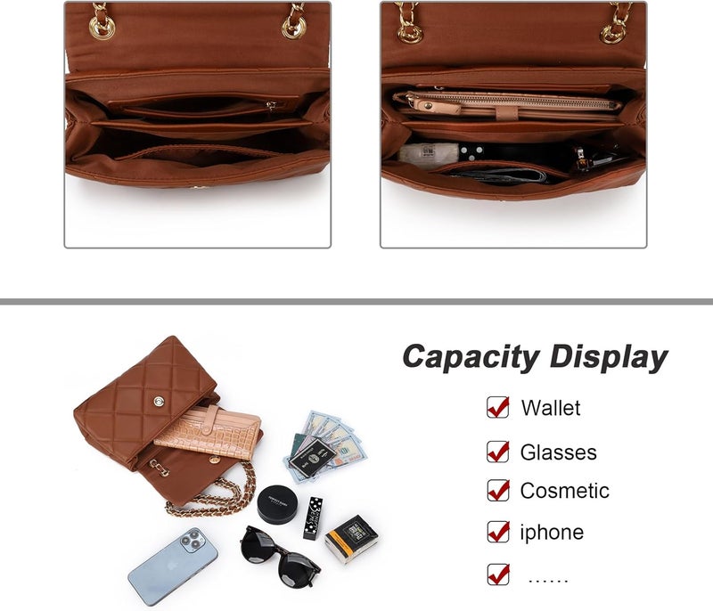 Gladdon Quilted Crossbody Purses for Women Small Ladies Shoulder Bags with Chain Trendy Clutch Purse Cute Designer Bag - Image 5